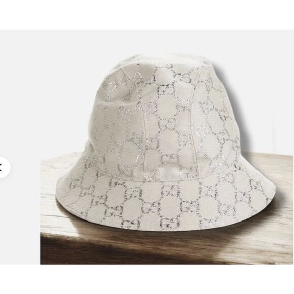 Gucci Bucket Hat - "Lame" Silver and Cream Size XL 59cm Authentic GG Neutral - Picture 3 of 7
